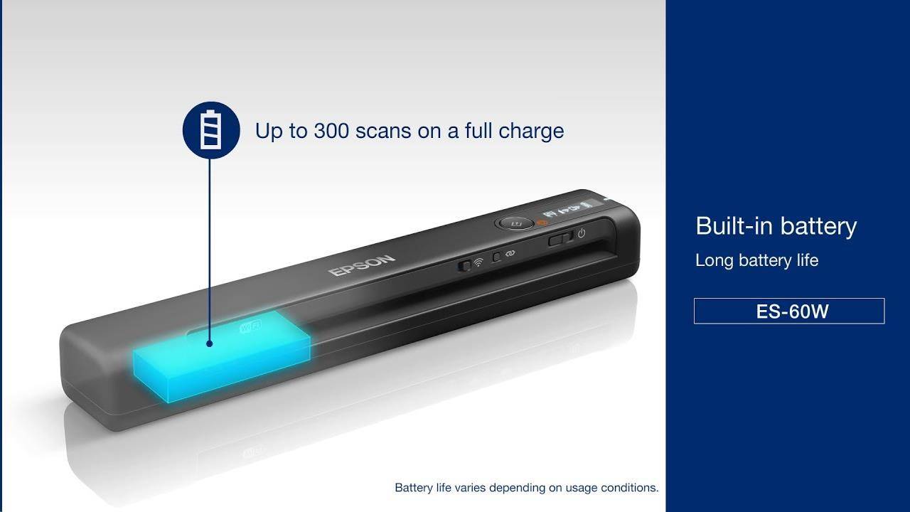 EPSON skener WorkForce ES-60W, A4, 600x600dpi, USB 2.0, Wi-Fi Direct