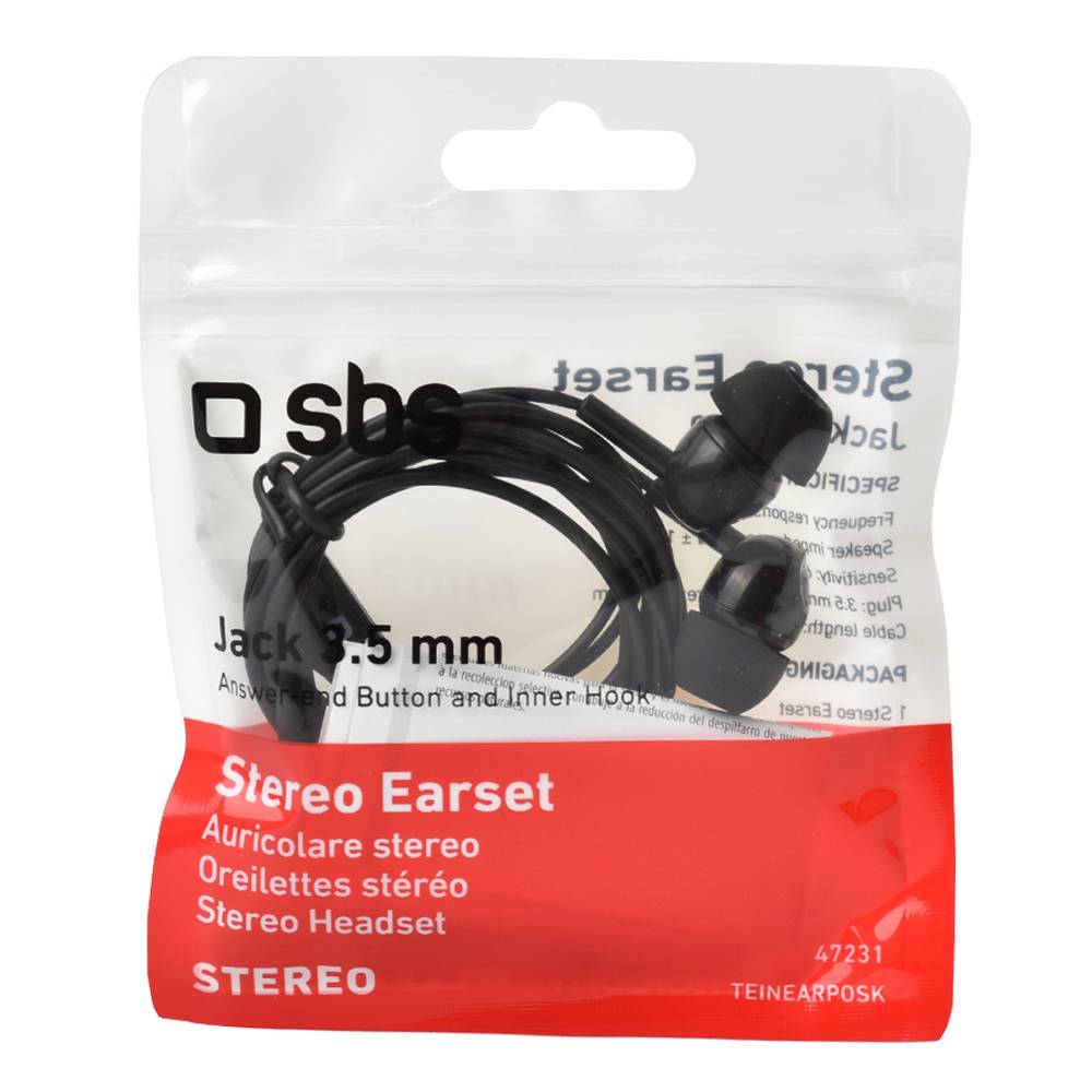 SBS - Stereo slúchadlá, jack 3,5 mm, čierna