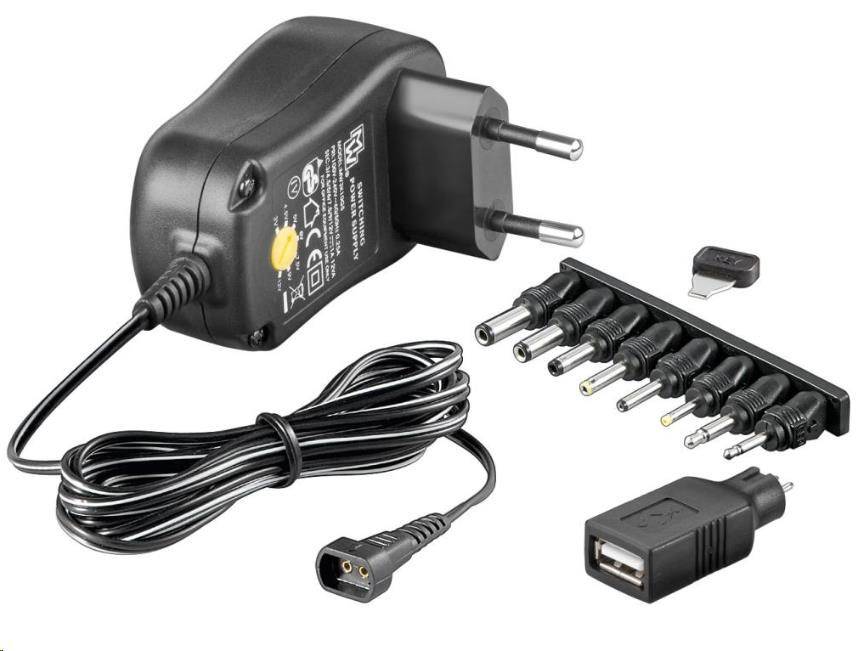 Univerzálny napájací adaptér Goobay 230V/3-12V DC 300mA