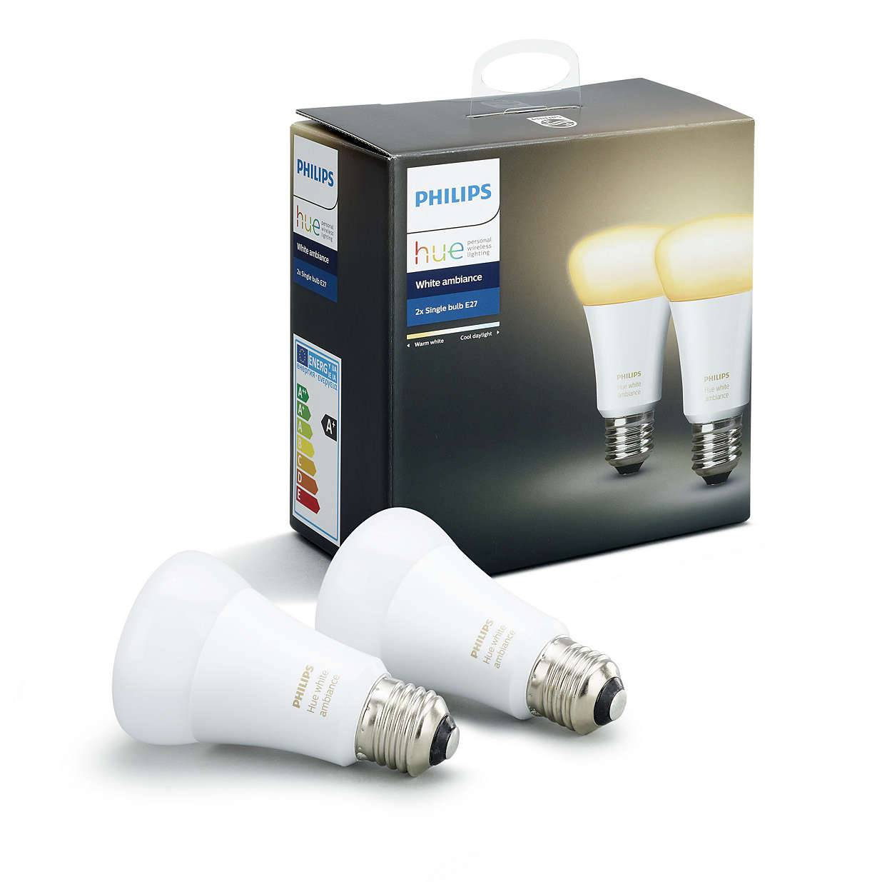 Philips Hue White Ambiance, 2x žiarovka 9,5W E27 DIM A60 806 lm