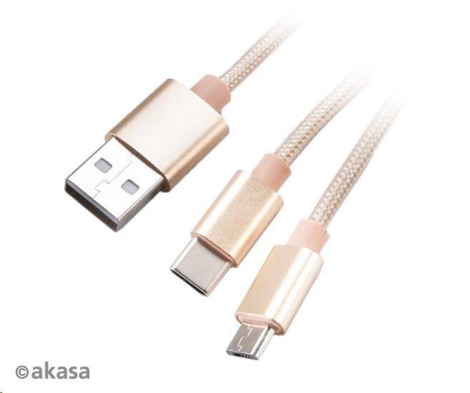Akasa AK-CBUB42-12GL USB 2.0 typ A na typ C a typ B