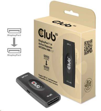 Club3D Adaptér aktivní DisplayPort 1.4 4K120HZ HBR3 (F/F), černá