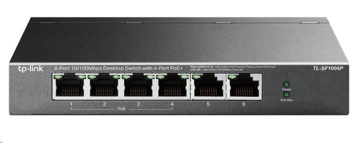TP-Link TL-SF1006P [6-Port 10/100Mbps Desktop Switch with 4-Port PoE+]