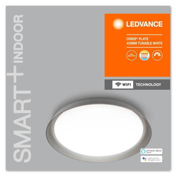 Stropné svietidlo SMART+ TUNABLE WHITE Plate 430 GR laditeľná biela 3000K - 6500K, LEDVANCE