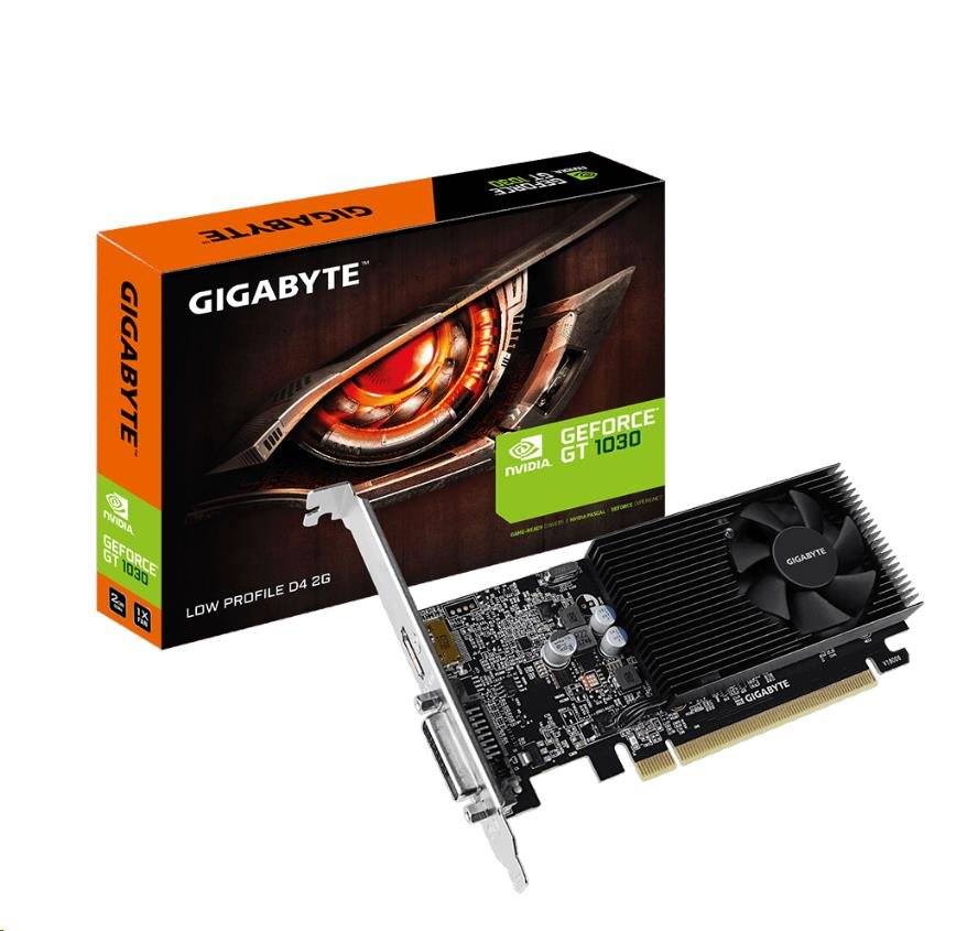 Gigabyte GT 1030, 2 GB GDDR4, 64 bit, 1x DVI, 1x HDMI, Low Profile GV-N1030D4-2GL