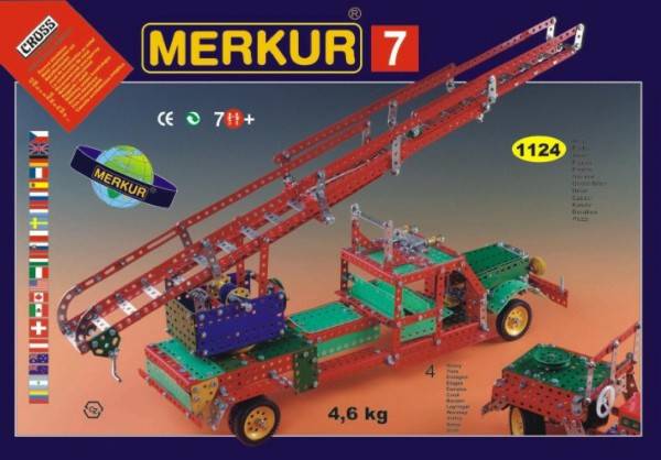 Stavebnica MERKUR 7 100 modelov 1124ks 4 vrstvy v krabici 54x36x6cm