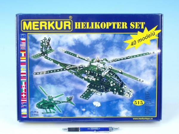 Stavebnica MERKUR Helikoptéra Set 40 modelov 515ks v krabici 36x27x5,5cm