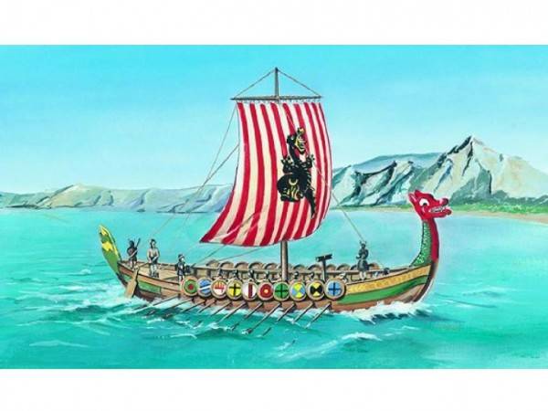 Směr Model Viking Vikingská loď DRAKKAR20,8x30,3cm v krabici 34x19x5,5cm 1:60