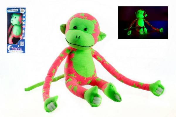 Teddies Opice svítící ve tmě růžovo zelená