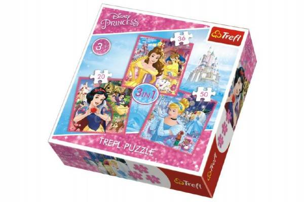 Puzzle Disney princezny Kouzelný svět 3v1 - autor neuvedený