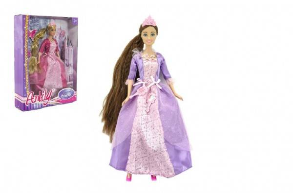 Bábika princezná s dlhým vrkočom 28cm v krabici 23x32x7cm - výber 2 farby