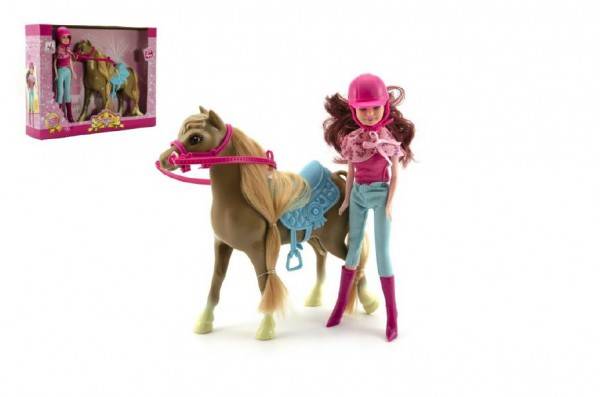 Kôň + bábika žokejka v krabici 34x27x7cm