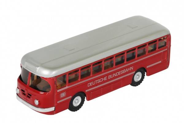 Autobus Deutsche Bundesbahn kov 19cm červený, v krabičke Kovap