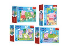 Minipuzzle 54 dielikov - Šťastný deň Prasiatka Peppy / Peppa Pig v krabičke - výber 4 druhy