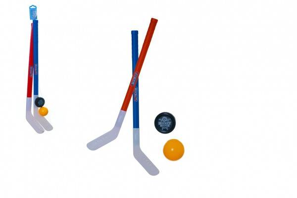 Hokejka 2ks 72cm + florbalová loptička + puk v sieťke