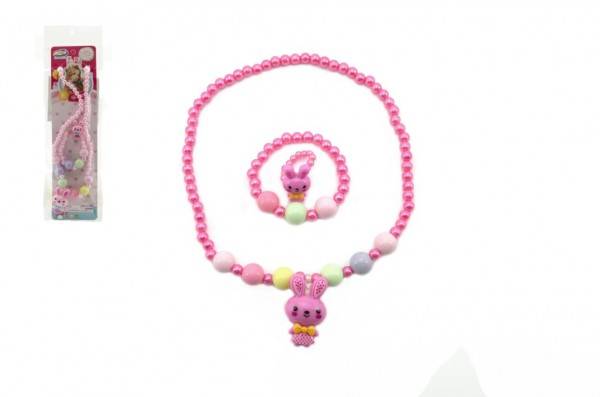 Náhrdelník, náramok a prstienok - korálky perleťové, plast 20cm v sáčku - výber 2 farby