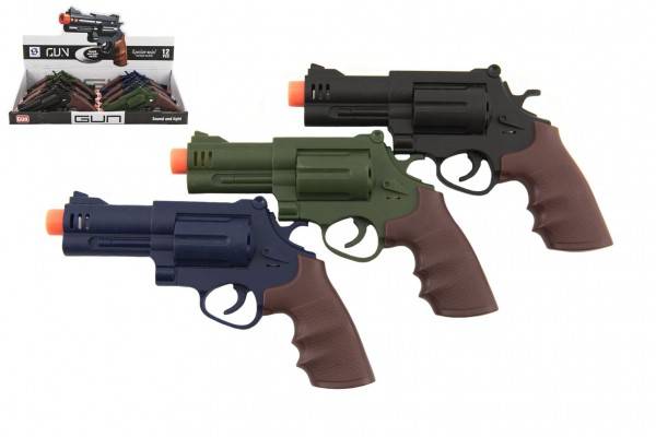 Pištoľ / revolver 17x11cm na batérie so zvukom a svetlom - výber 3 farby