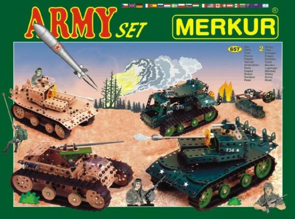 Stavebnica MERKÚR Army Set 657ks 2 vrstvy v krabici 36x27x5,5cm