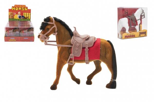 Kôň fleece so sedlom 18cm v krabičke 16x16,5x5,5cm - výber 3 farby