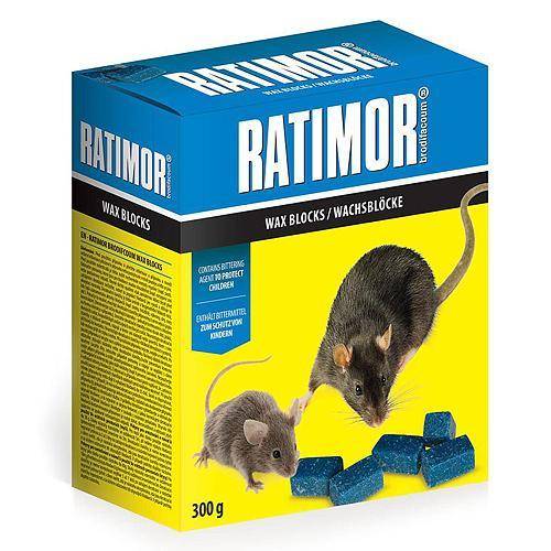Ratimor parafínové bloky jed na hubenie hlodavcov s vysokou odolnosťou proti vlhkosti 300 g