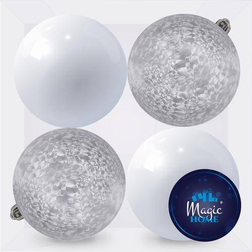 Gule MagicHome XD496, 4 ks, 10 cm, mix, strieborné, biele, na vianočný stromček