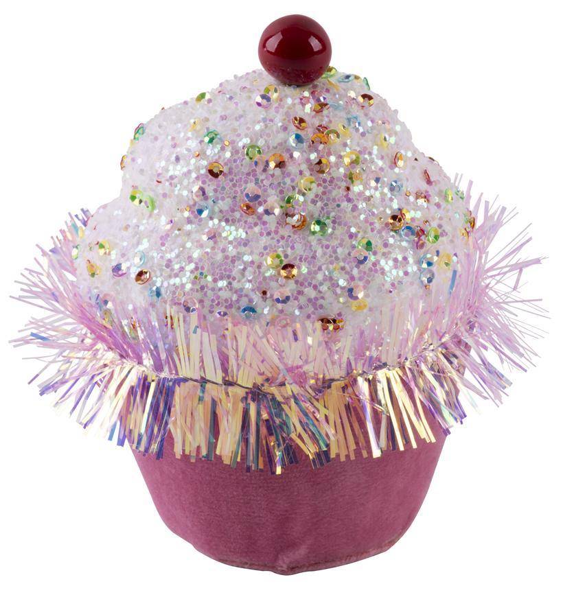 Dekoracia MagicHome Candy Line, mafin, ružový, 7x7x11 cm, závesný