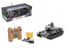 Tank RC plast 33cm T-34 27MHz na batérie + dobíjací pack so zvukom a svetlom v krabici 40x15x19cm