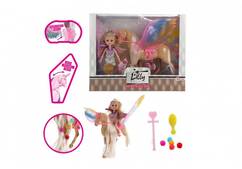 Bábika Lilly s česacím jednorožcom plast 25cm s krídlami s doplnkami v krabici 30x24x7cm