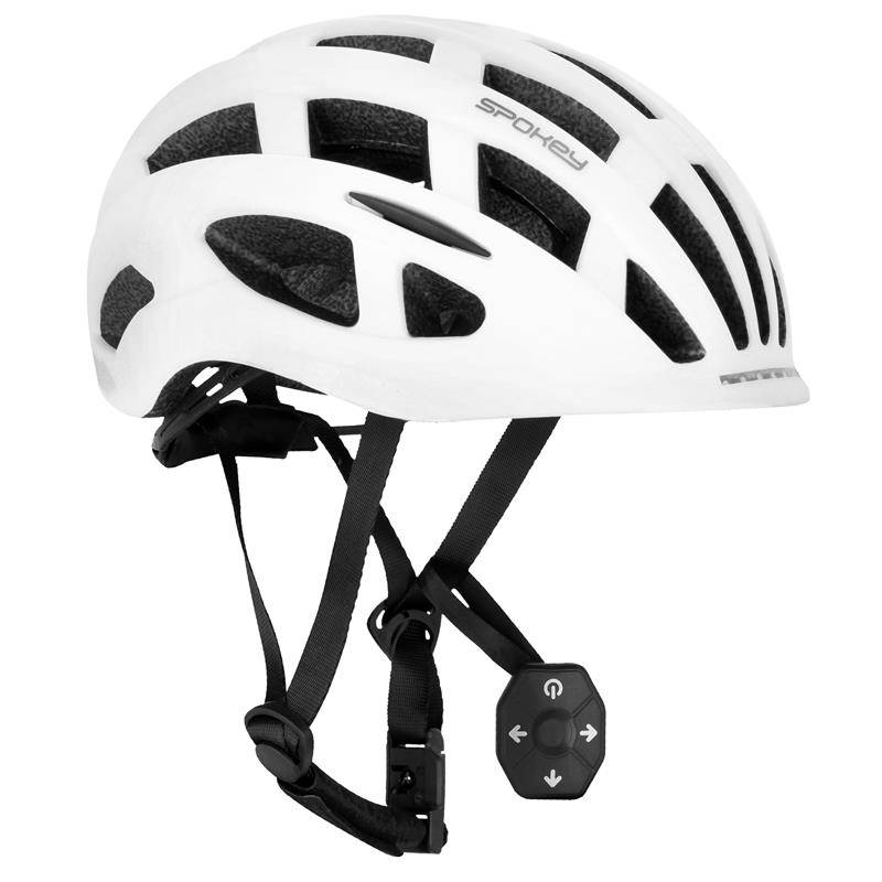 POINTER PRO Cyklistická prilba pre dospelých s LED blikačkou a blink, 55-58 cm, biela