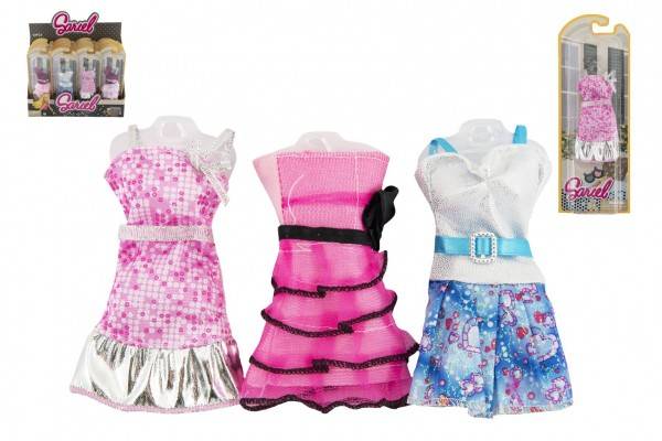 Šaty pre bábiky 10-13cm na karte 10x27x3cm- výber 6 druhov