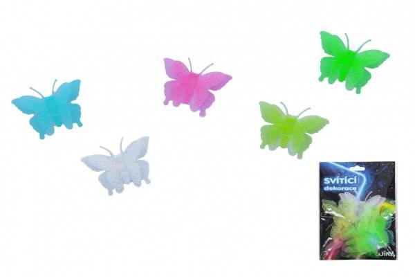 Samolepky na stenu motýl 6ks plast svietiaci v tme v sáčku 13x17cm