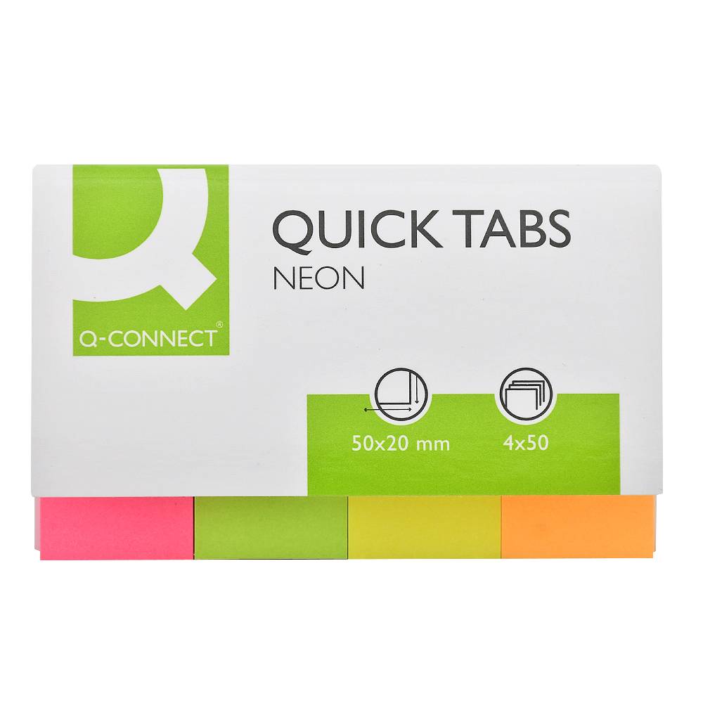 Samolepiaeí záložky Q-Connect, papierové, 4 farby