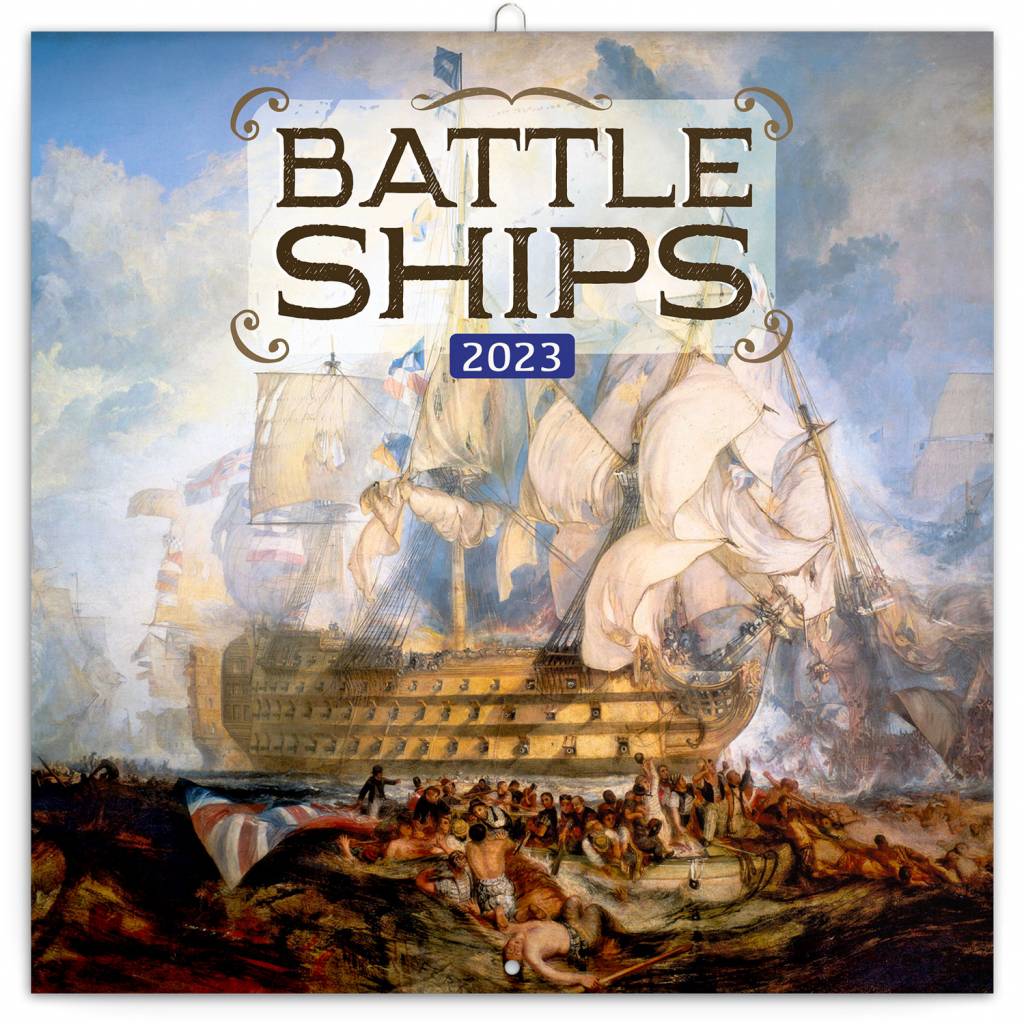 Poznámkový kalendár Bojové lode 2023, 30 × 30 cm