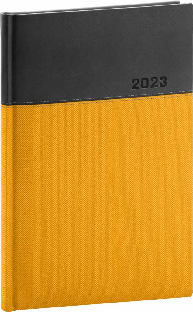 Týždenný diár Dado 2023, žlto–čierny, 15 × 21 cm