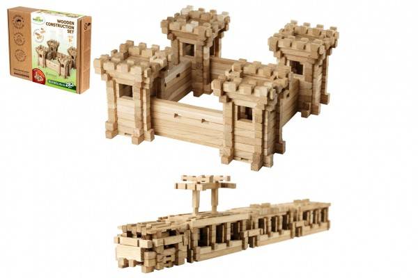 Stavebnica drevený hrad 282 dielikov v krabici 38x30,5x7cm