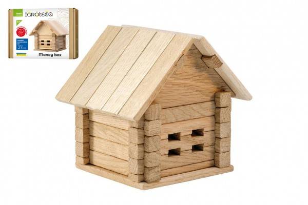 Stavebnica drevený dom 37 dielikov v krabici 22x16,5x6cm