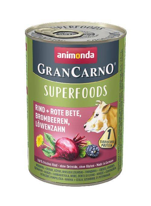 ANIMONDA Konzerva GRANCARNO Superfoods 400g - hovädzie, cervená repa, cernice, púpava