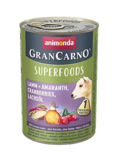 ANIMONDA Konzerva GRANCARNO Superfoods 400g - jahnacie, amarant, brusnice, lososový olej