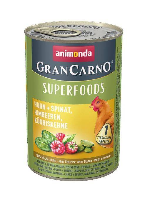 ANIMONDA Konzerva GRANCARNO Superfoods 400g - kura, špenán, maliny, tekvicové semienka