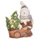 Dekorácia MagicHome Vianoce, Snehuliak s vozíkom, 6 LED, 3xAA, keramika, 35x24x43 cm