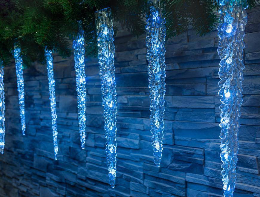 Reťaz MagicHome Vianoce Icicle, 65 LED ľadovo modrá, 8 funkcií, 230 V, 50 Hz, IP44, exteriér, osvetlenie, L-2,70 m