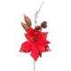 Vetvička MagicHome Vianoce, s kvetom poinsettia, červená, 34 cm