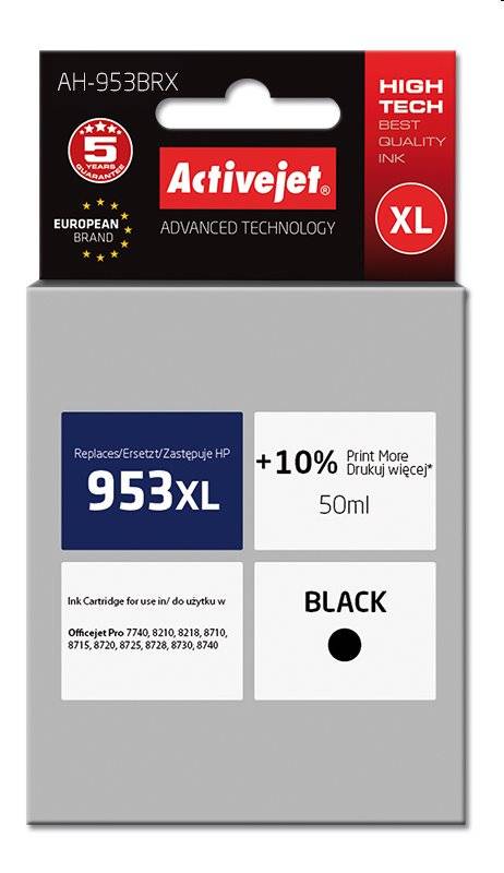 Activejet AH-953BRX ink for HP printer; HP 953XL L0S70AE replacement; Premium; 50 ml; black