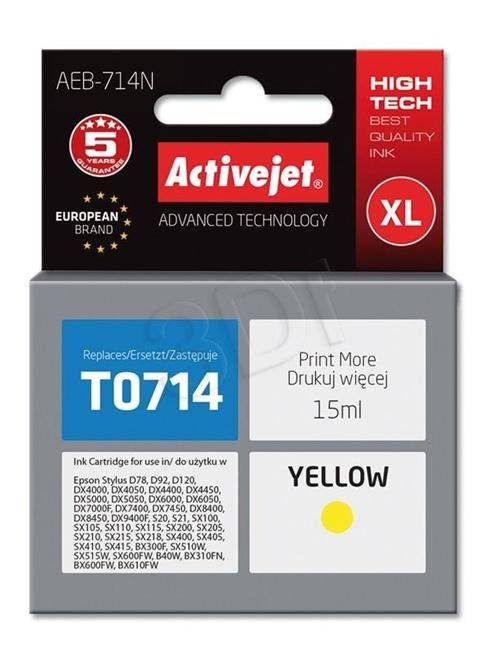 Atrament ActiveJet pre Epson T0714 Yellow 11 ml