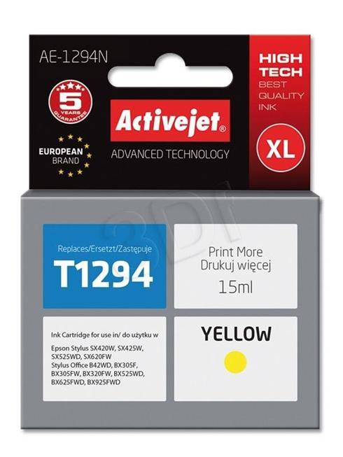 Atrament ActiveJet pre Epson T1294 Yellow 15 ml