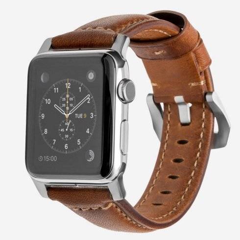 Nomad kožený remienok pre Apple Watch 42/44/45 mm - Traditional Brown/Silver Hardware