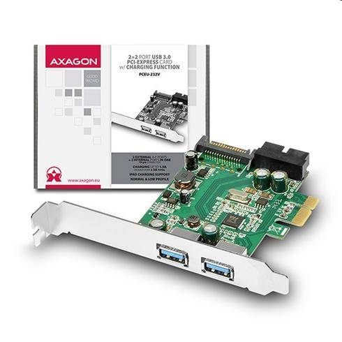 AXAGON PCEU-232V PCIe Adapter 2+2x USB3.0 UASP VIA + LP