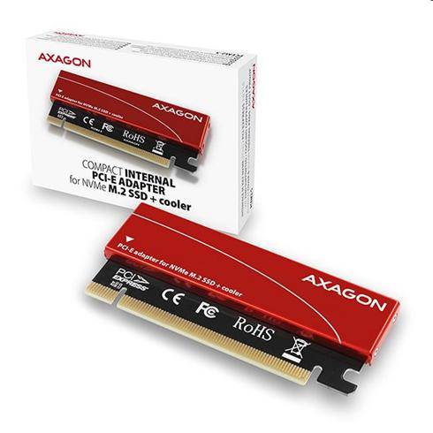 AXAGON PCEM2-S PCI-E 3.0 16x - M.2 SSD NVMe, do 80 mm SSD, low profile, cooler PCEM2-S