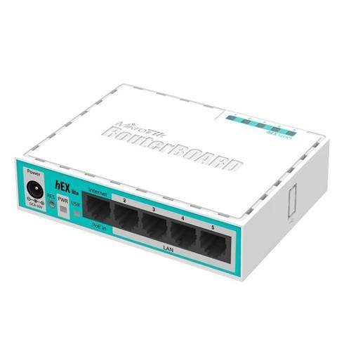 MIKROTIK RouterBOARD hEX lite + L4 (850MHz, 64 MB RAM, 5xLAN switch, plastic case, zdroj)