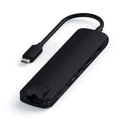 Satechi USB-C Slim Multiport adaptér with Ethernet - Black Aluminium